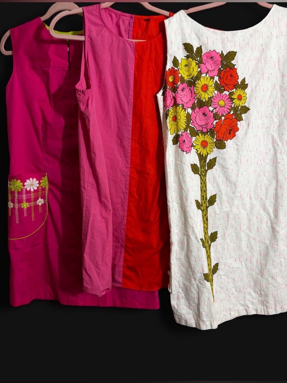 VINTAGE MCM colorful groovy mod bundle of 3 shift dresses